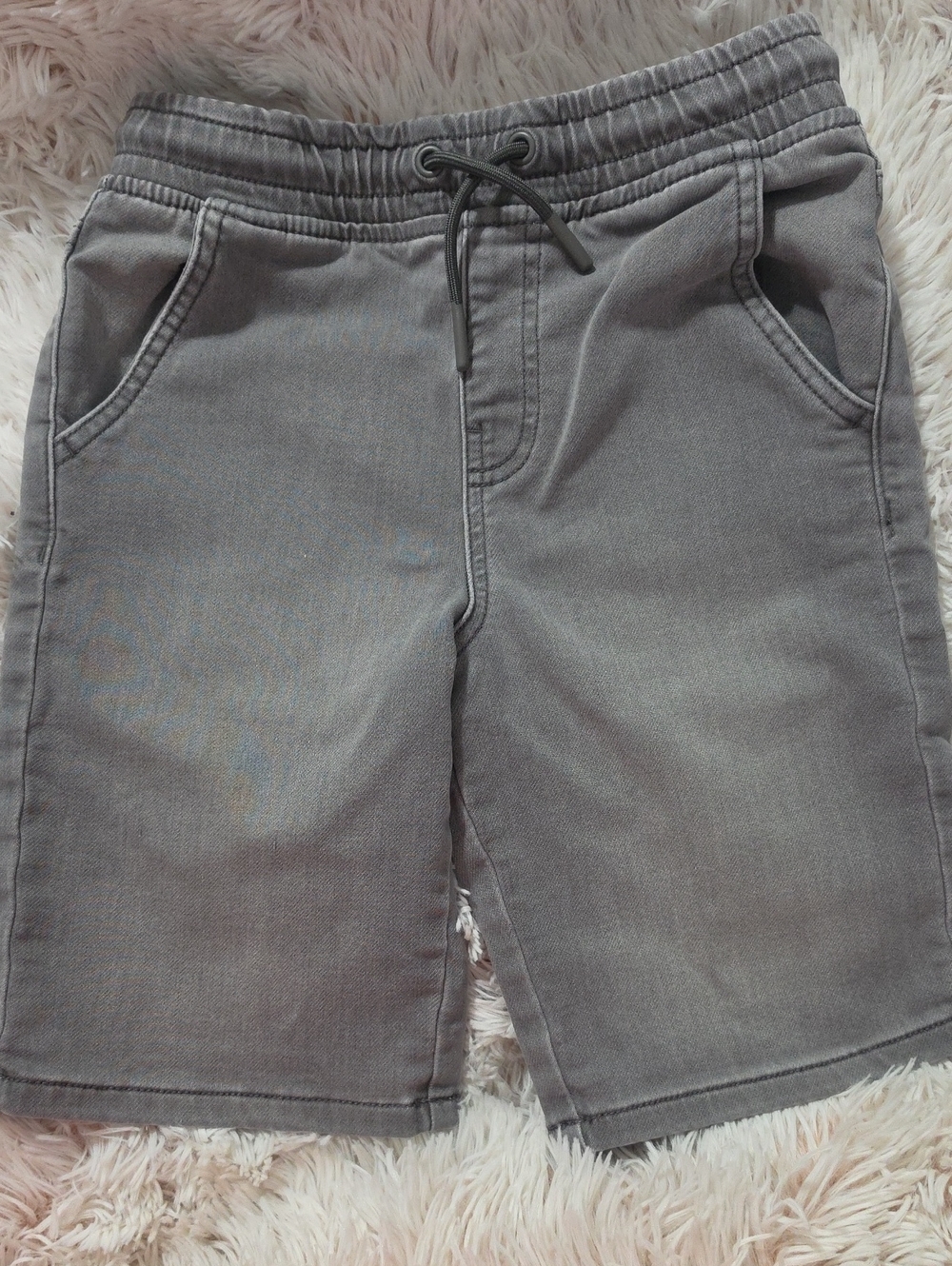 Denim&Co Gray Kids Pull-On Shorts with Drawstring